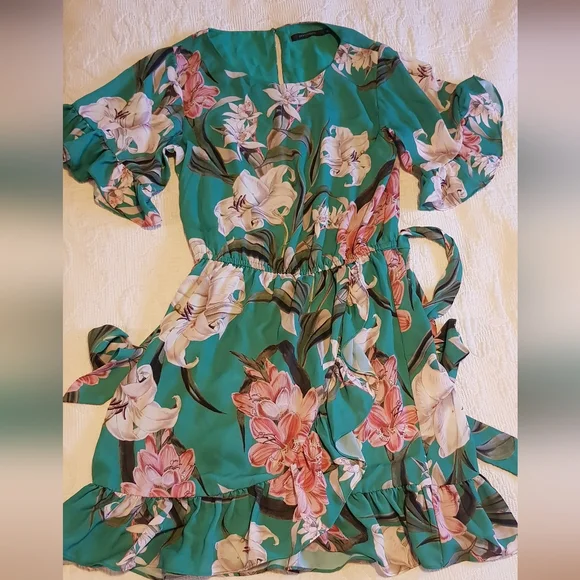 Portmans green floral mini dress - Picture 2 of 9